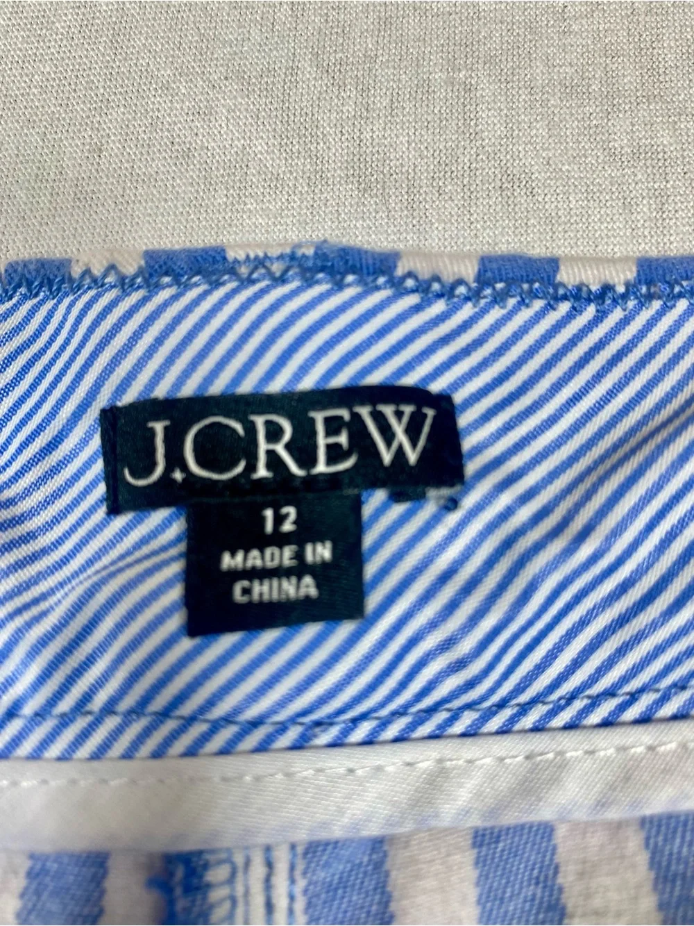 J.Crew Re-Imagined Blue White Striped Shorts Size 12